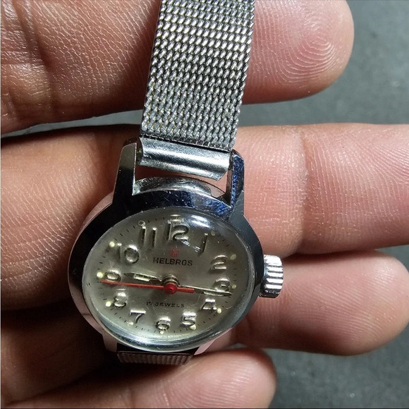 Vintage Helbros 17 Jewels Ladies Mechanical Wind Up Watch Working Silver Tone - Picture 3 of 9